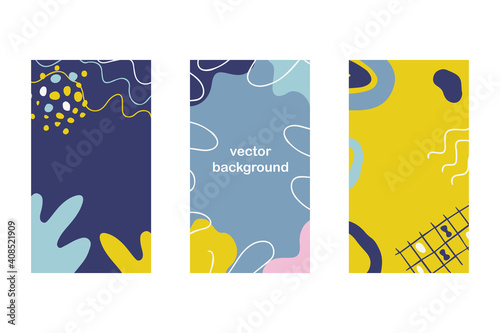Social media stories. Vector set of abstract trendy backgrounds in minimal style with editable text. Modern design concept