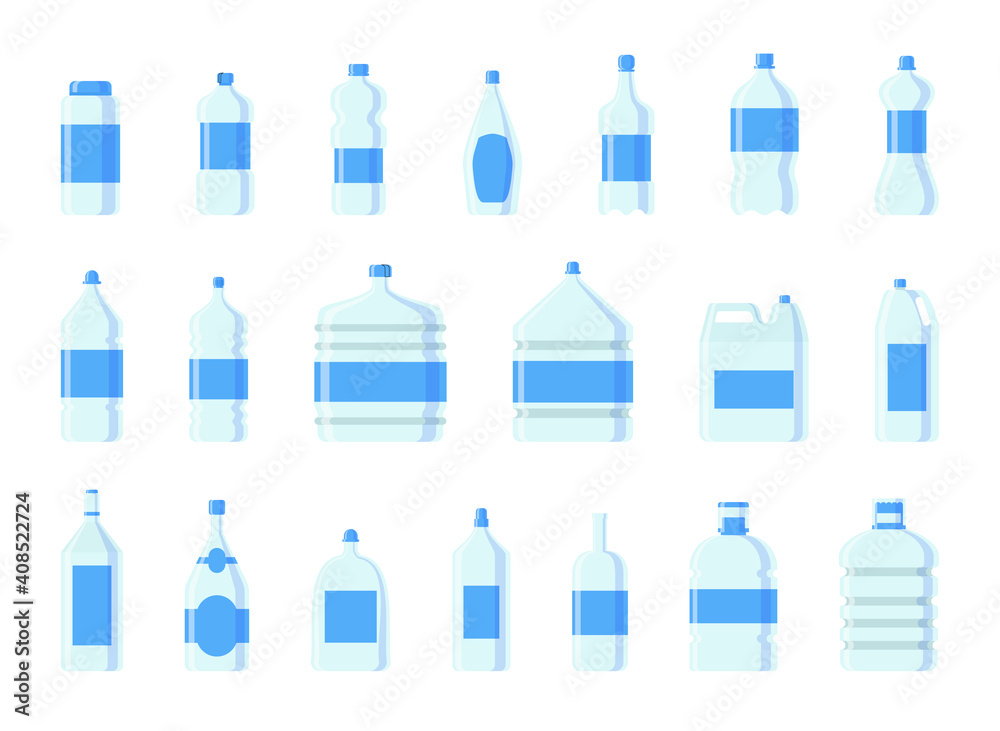 Plastic water bottle blank nature blue clean liquid aqua fluid blank template silhouette template illustration. Bottles set Plastic water bottle blank nature blue clean liquid aqua fluid blank template silhouette template illustration. Bottles set