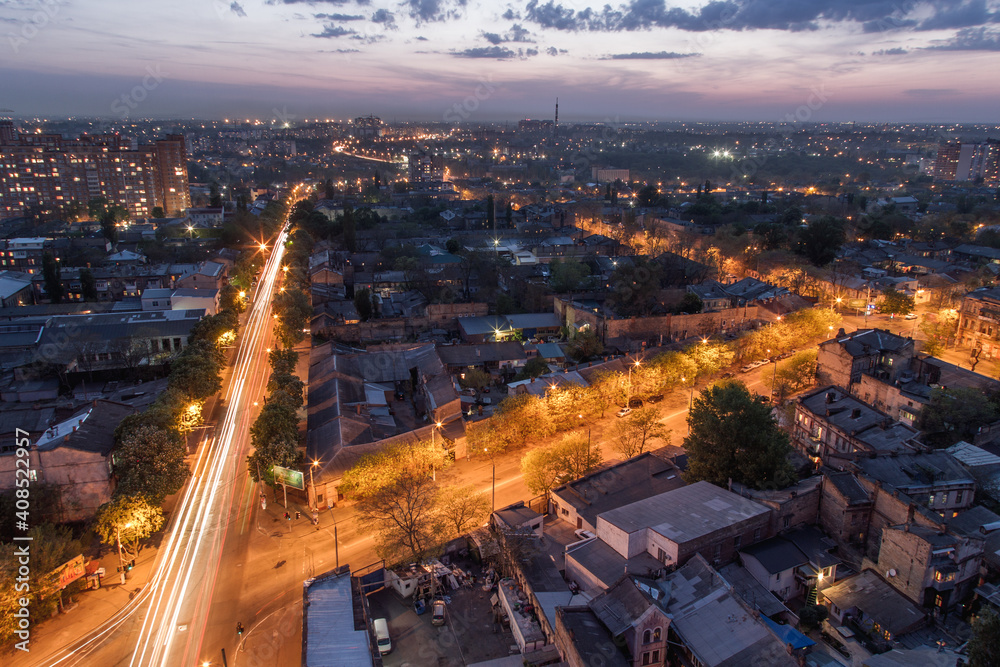Fototapeta premium Sunset in the city on the roof. ODESSA, UKRAINE