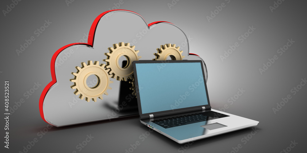 3d clouds computing concept . cloud and computer .3d illustration 3d clouds computing concept . cloud and computer .3d illustration