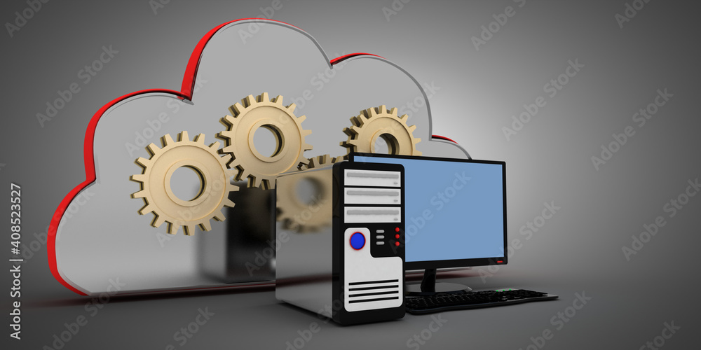 3d clouds computing concept . cloud and computer .3d illustration 3d clouds computing concept . cloud and computer .3d illustration