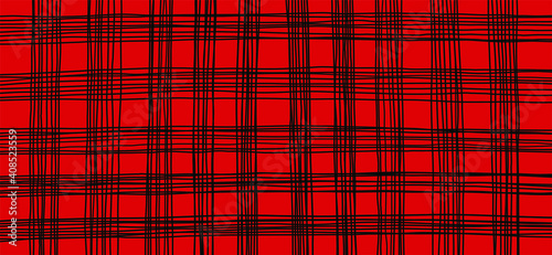 line, brush stroke pattern. Grunge check. lumberjack style. Cartoon pencil brushes. Vector checker print. Black and white. Gingham and bluffalo, Checkered picnic cooking table cloth.  Rhombus, tartan.