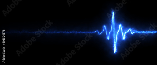 Blue colorful heartbeat rate and pulse on black screen, seamless and loop motion animate footage photo