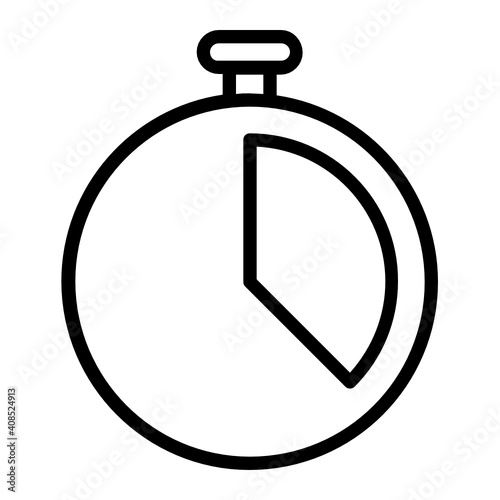 Stop Watch Concept, Time Sensitive Vector line Icon Design, Ice hockey Symbol on white background, contact team game Sign, Winter Sport equipment Stock,