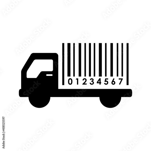 Logotipo código de barras en camión de reparto en color negro