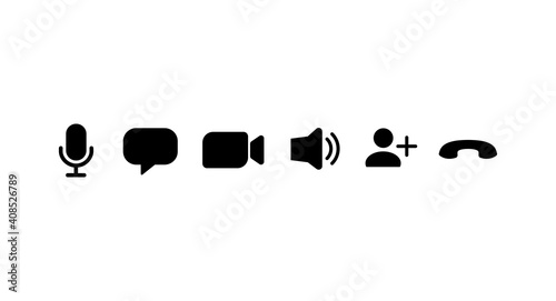 Set of icons for video conferencing, online meetings, instant messengers. Vector illustration