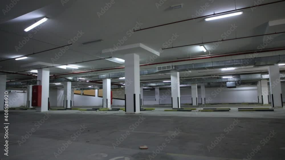 Empty under building parking area, car parking are under building ...