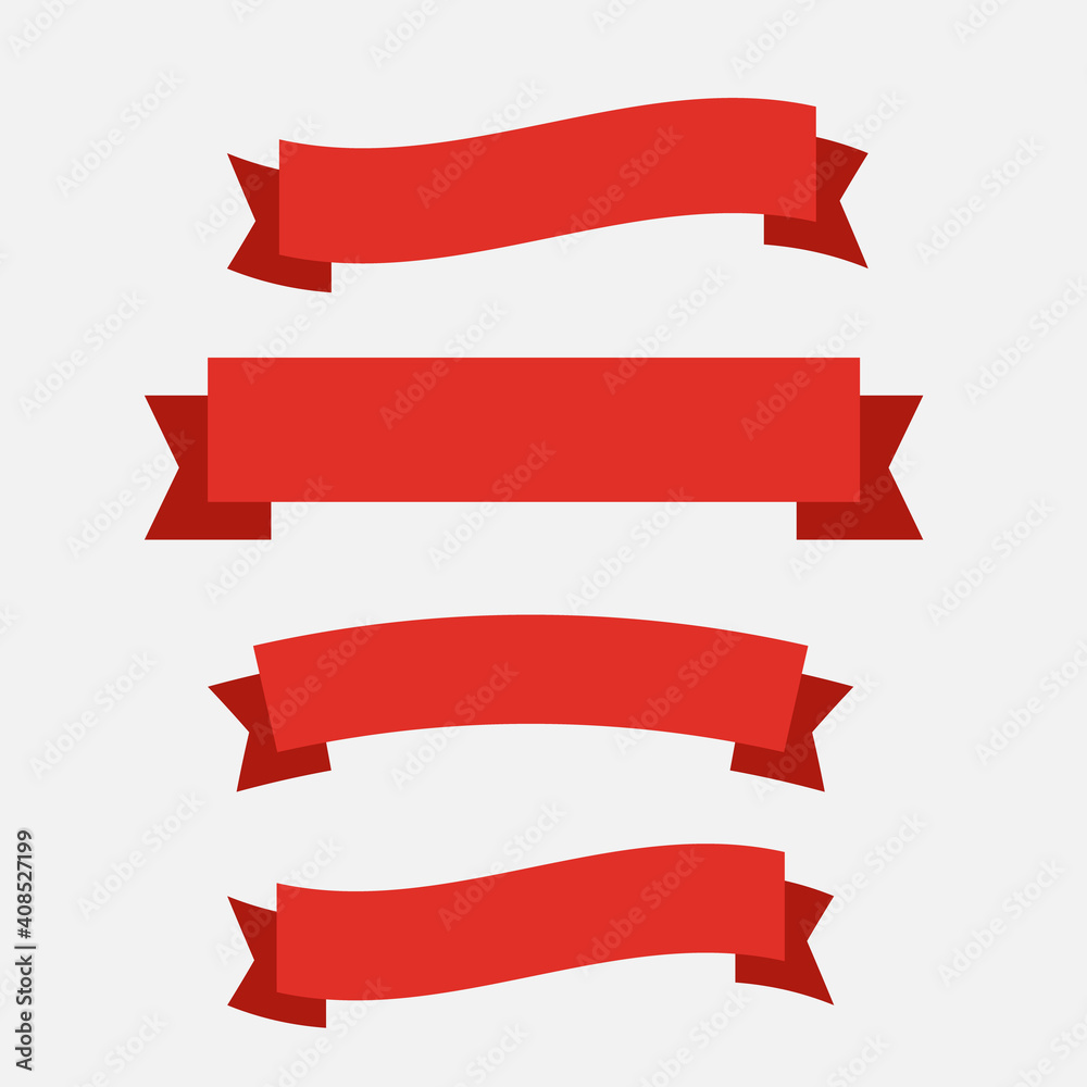 Glossy red ribbon vector. Banner ribbon vector set Glossy red ribbon vector. Banner ribbon vector set
