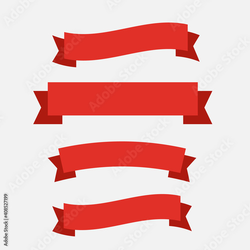 Free Download Glossy red ribbon vector. Banner ribbon vector set - GFXLoad