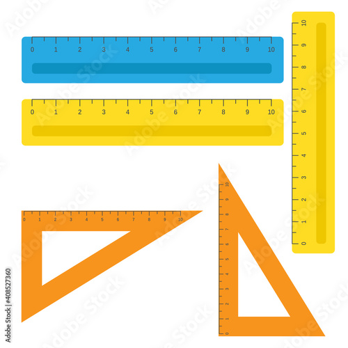 School instruments, rulers vector set. Instrument ruler for measure and tool ruler centimeter and millimeter scale illustration