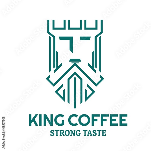 green king coffee logo concept flat design vector illustration