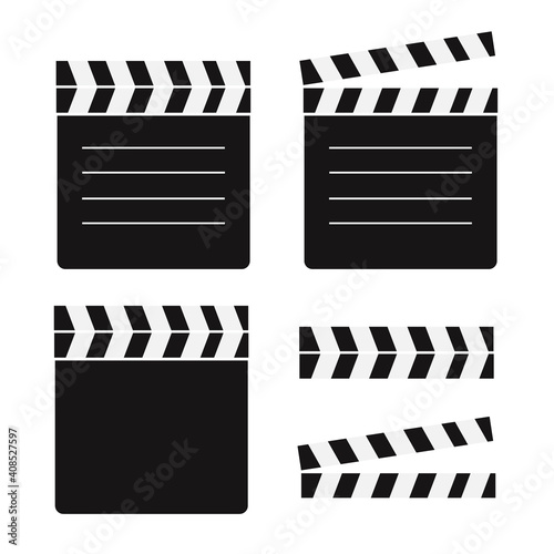 Movie clapperboard. Film action board, cinematography vector illustration