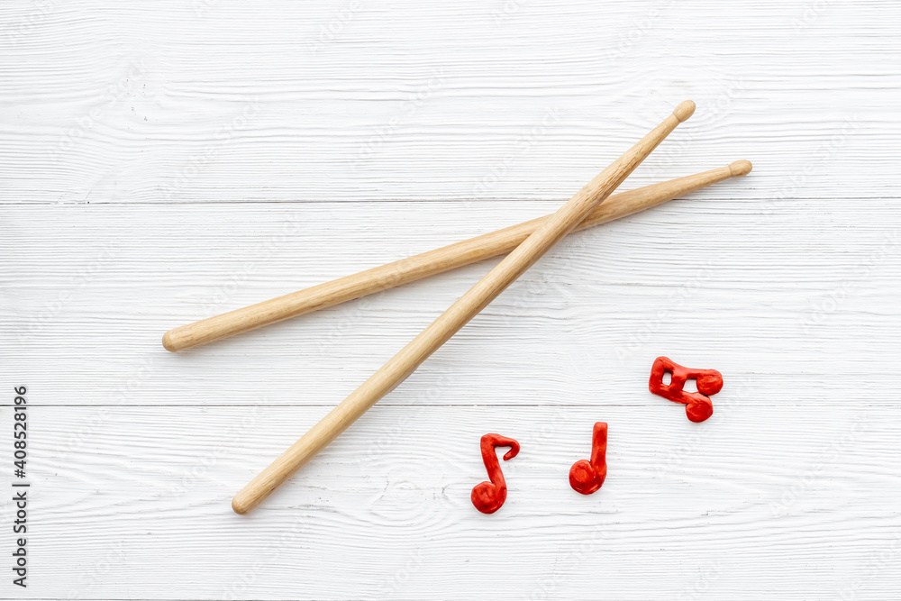 Two drum sticks, top view. Music background Two drum sticks, top view. Music background