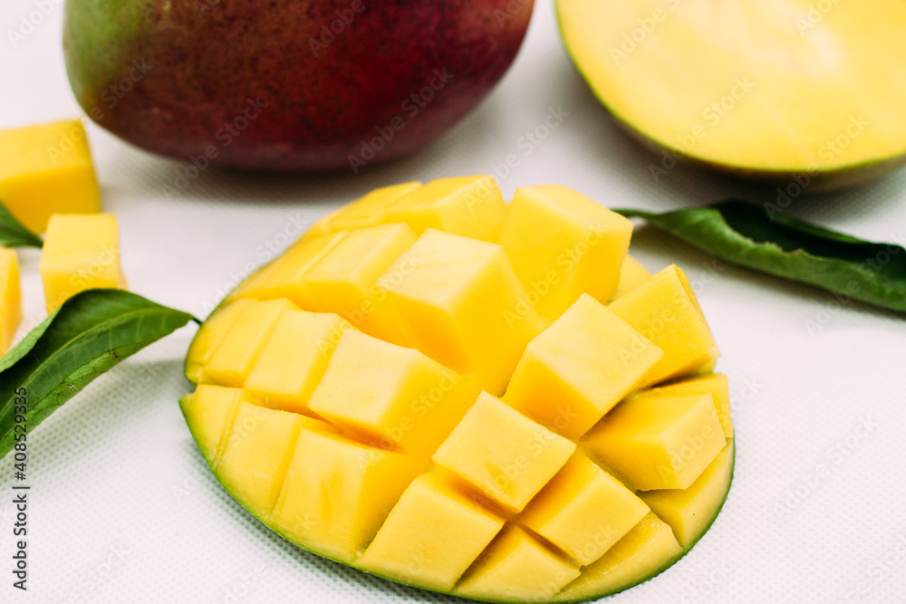 Ripe mango on a white background. Ripe mango on a white background.