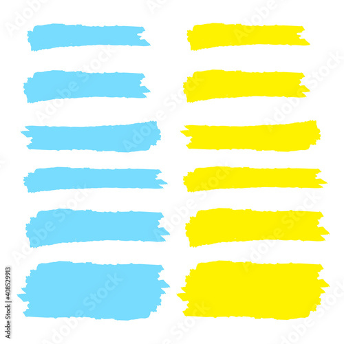 Yellow highlighter marker illustration. Brush pen underline. Yellow watercolor hand drawn highlight
