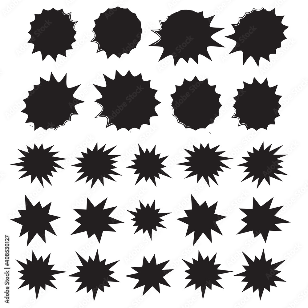Set of vector starburst, sunburst badges. Starburst isolated icons set Set of vector starburst, sunburst badges. Starburst isolated icons set