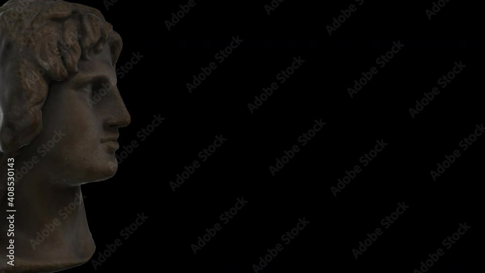 Alexander the great - rotation Sx - 3D model animation on a black ...