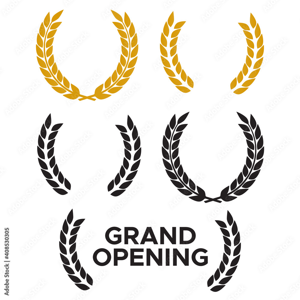 Round laurel and oak heraldry wreaths. Award, achievement, nobility vector design elements isolated Round laurel and oak heraldry wreaths. Award, achievement, nobility vector design elements isolated