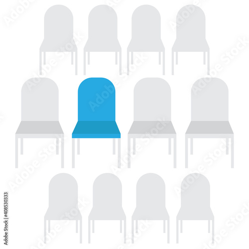 Vacant chairs vector. Job recruiting concept. Empty vacant place vacancy