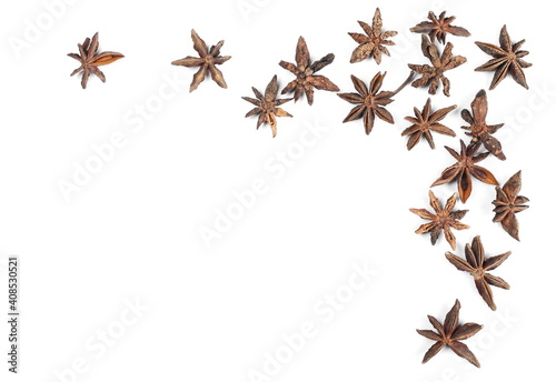 Anise stars frame and border isolated on white background, top view © dule964