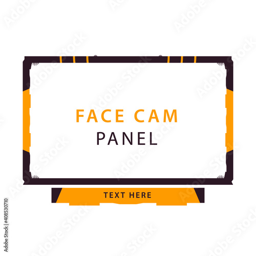 Orange and Black theme face cam Panel design, Shooter Game Minimalist Geometrical face cam panel modern design, Vector Illustration