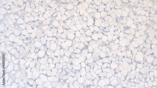 Abstract digital background with heap of white broken pieces