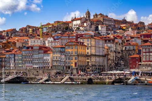 View of Old town skyline from across the Douro River.  Porto. Portugal photo