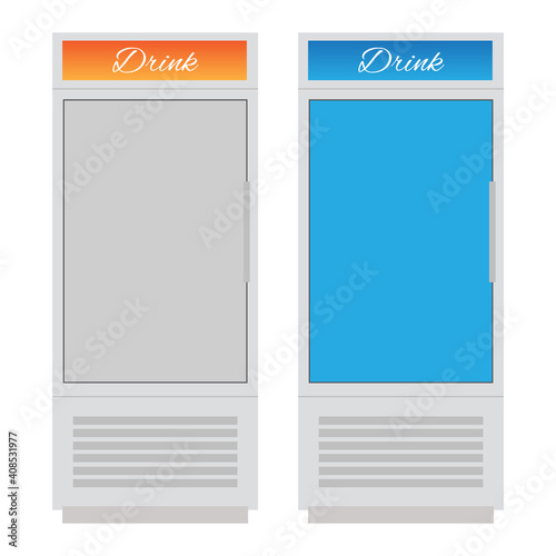 Commercial display fridge. Supermarket freezer equipment for drinks.