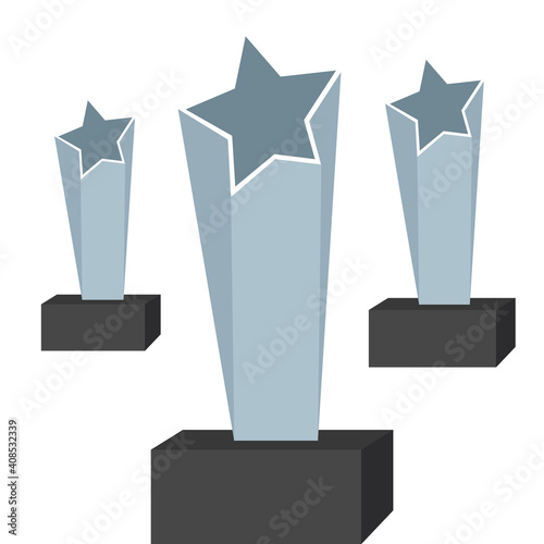 Realistic glass trophy awards. Trophy awards vector