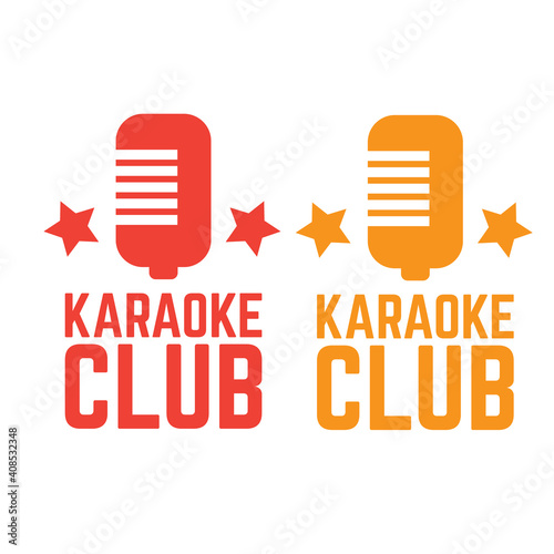 Retro karaoke club label. Karaoke microphone logo