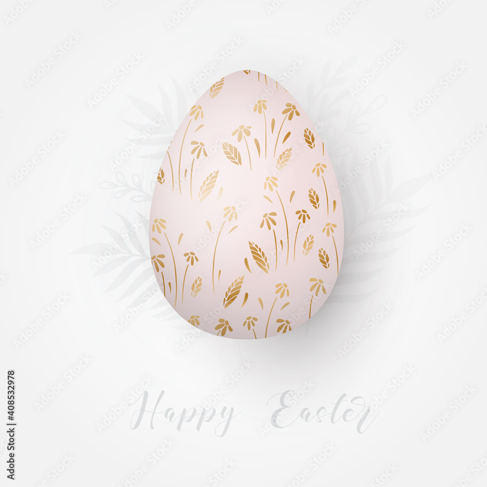 Fototapeta premium Easter greeting card with decorative egg and hand lettering