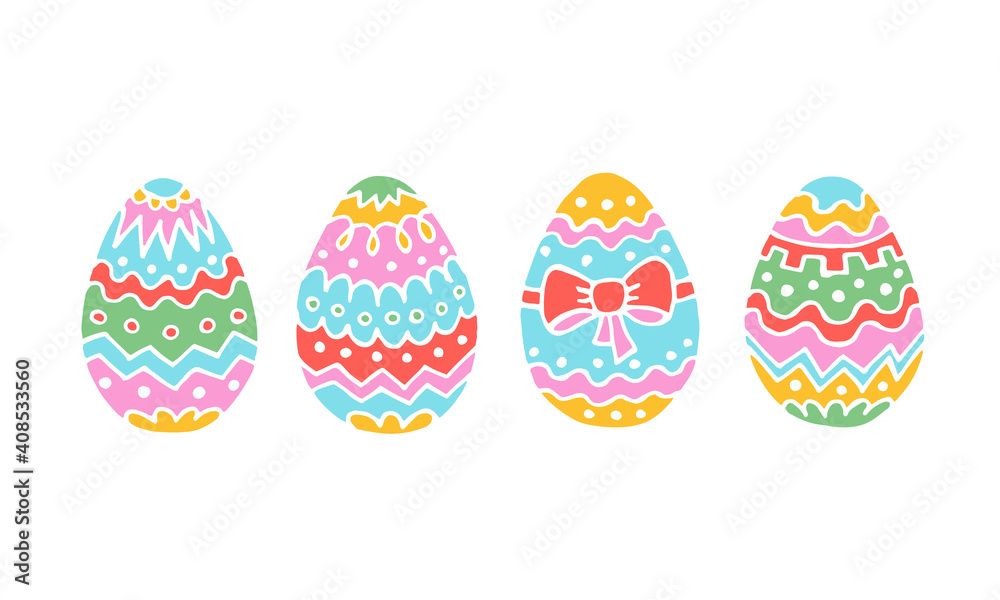 Colored Easter eggs set hand drawing isolated on white background. Packaging design, greeting card. Stock vector illustration. Colored Easter eggs set hand drawing isolated on white background. Packaging design, greeting card. Stock vector illustration.