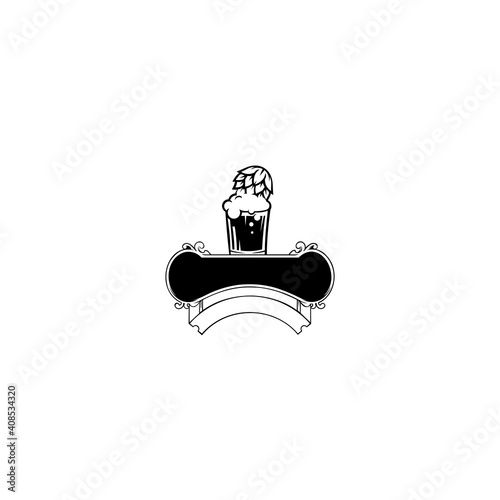 Beer hop logo .label, badge for bar, beer festival, brewery. Isolated on white background.