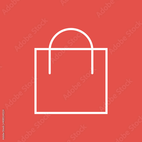 Einkaufstasche, Tüte - Icon, Symbol, Piktogramm, grafisches Element - Vektor - Hintergrund - rot weiß 