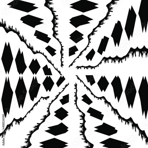Geometric vector pattern with triangular elements. abstract ornament for wallpapers and backgrounds. Black and white colors. 