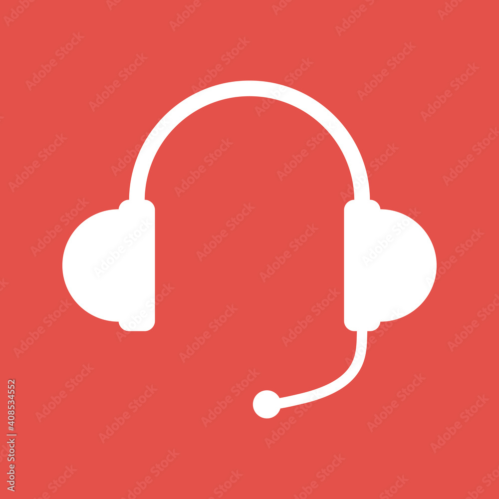 Headset, Kopfhörer - Icon, Symbol, Piktogramm, grafisches Element - Vektor - Hintergrund - rot weiß Headset, Kopfhörer - Icon, Symbol, Piktogramm, grafisches Element - Vektor - Hintergrund - rot weiß