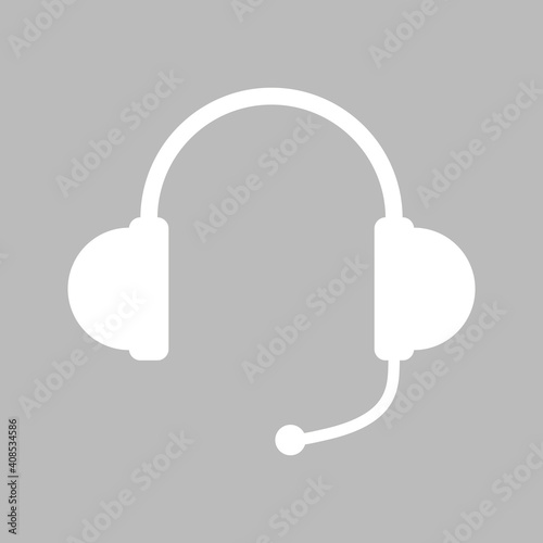 Headset, Kopfhörer - Icon, Symbol, Piktogramm, grafisches Element - Vektor - Hintergrund - grau weiß 