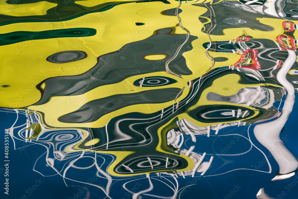 Abstract pattern of boat reflections in the sea, Zadar, Dalmatia, Croatia