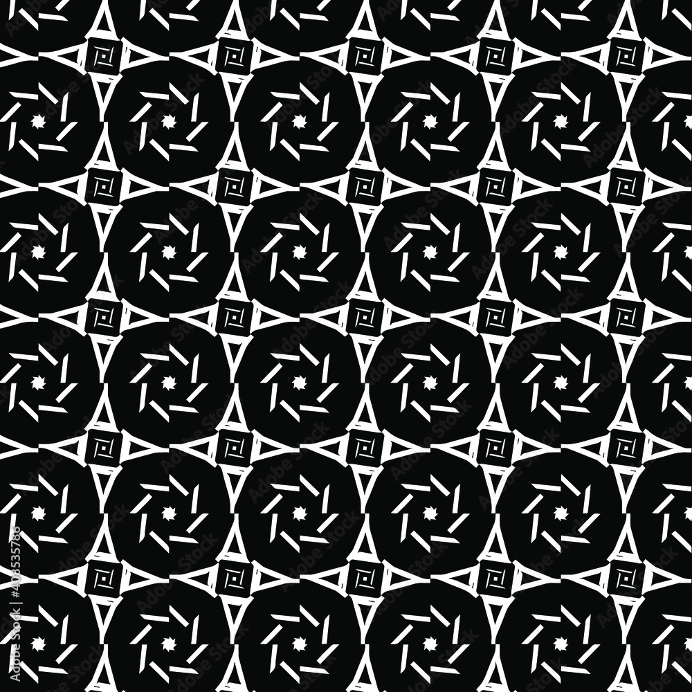 Geometric vector pattern with triangular elements. abstract ornament for wallpapers and backgrounds. Black and white colors. Geometric vector pattern with triangular elements. abstract ornament for wallpapers and backgrounds. Black and white colors.