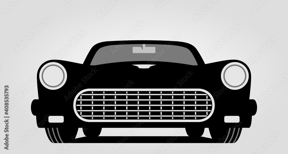 Generic retro car silhouette front view Generic retro car silhouette front view