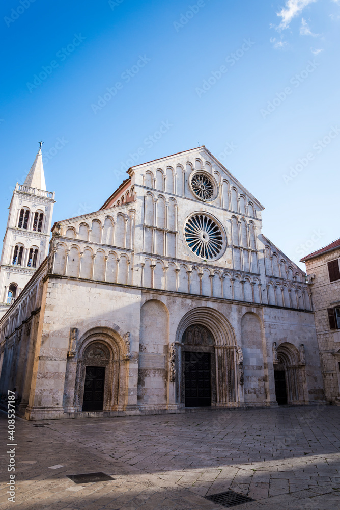 Cathedral of St. Anastasia, Romanesque style church from 12th and 13th century, Zadar, Dalmatia, Croatia