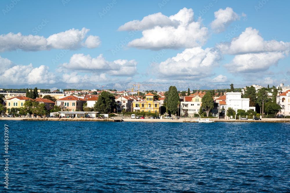 View of the cityscape from a boat, Zadar, Dalmatia, Croatia