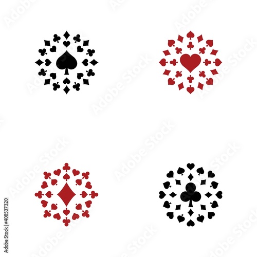 Fototapeta Naklejka Na Ścianę i Meble -  Set of Poker Club Logo Design for Casino Business, Gamble, Card Game, Speculate, etc
