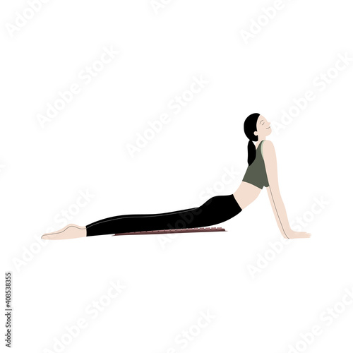 Vector flat hand drawn illustration of a woman lies on an applicator massage mat. Applicators for self-massage. Acupressure, acupuncture, healthy body, muscle relaxation