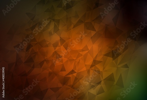 Dark Green, Yellow vector abstract polygonal template.