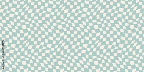 Seamless geometric pattern with woven and distorted checkers