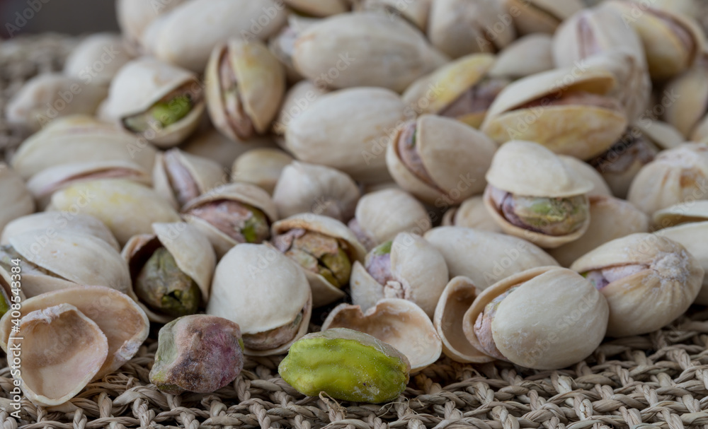Close-up of a portion of pistachio Close-up of a portion of pistachio