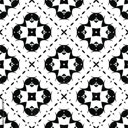 Geometric vector pattern with triangular elements. Seamless abstract ornament for wallpapers and backgrounds. Black and white colors.