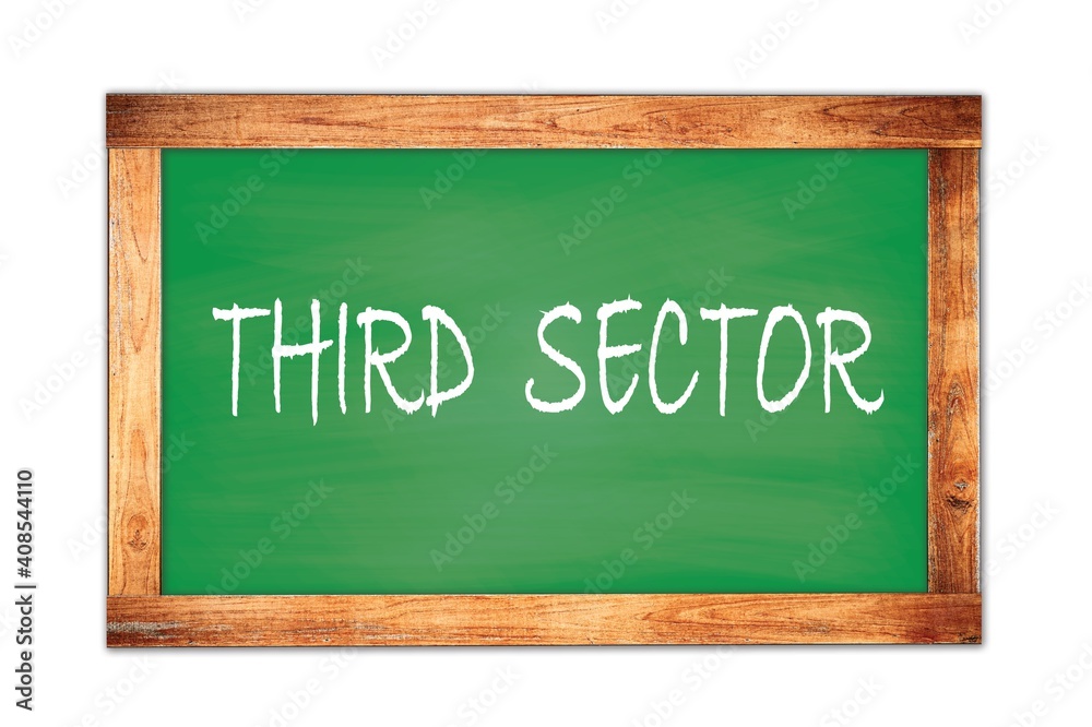 THIRD SECTOR text written on green school board. THIRD SECTOR text written on green school board.