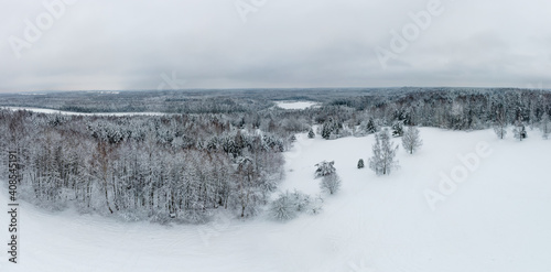 Aero Panorama of Nature park "Numernes valnis" in Latvia